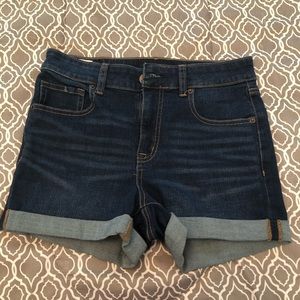 Aeropostale High Rise Cuffed Denim Midi Shorts